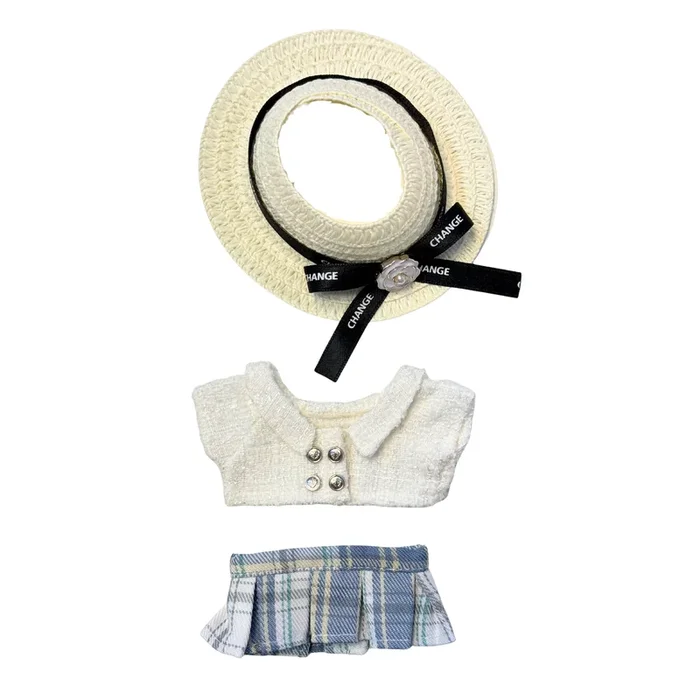 3Pcs Blue and White Tweed Set
