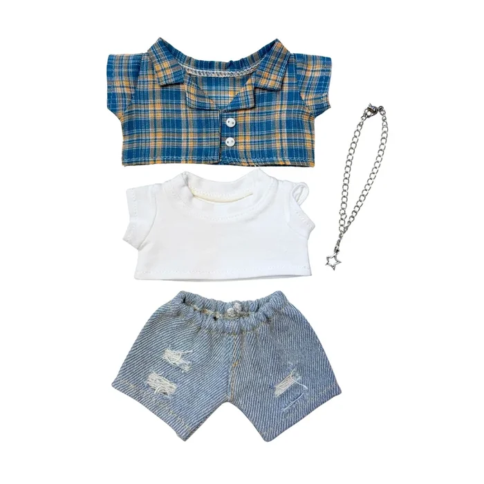 4Pcs Blue Plaid Shirt