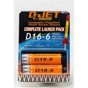 AeroTech 6121 Q-Jet Black Max Composite Model Rocket Motor – D16-6FJ 2 Pack (Ships USPS Ground)