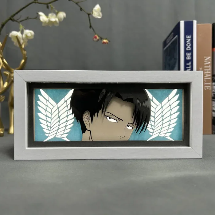 Ataque a Titan Anime Light Box-Efecto 3D de Levi Ackerman (Wings of Freedom), luz LED ajustable de 16 colores