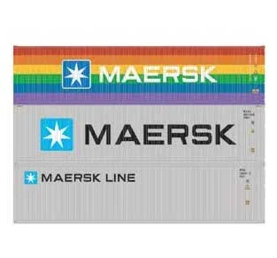 Athearn 17446 N Scale 40′ High Cube Container (Rainbow) Maersk 3 Pack