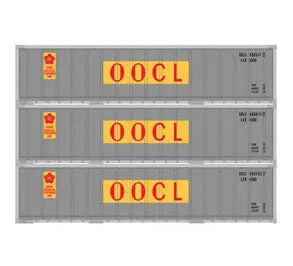 Athearn 17706 N Scale 40′ Smooth Side Container OOCL 3 Pack