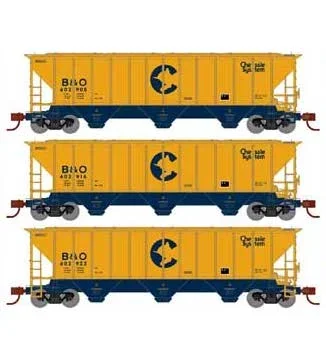 Athearn 27406 N Scale PS 4427 Covered Hopper Chessie System B&O 3 Pack