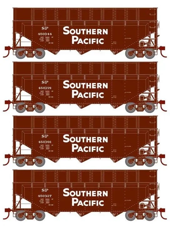 Athearn RTR 1282 HO Scale 40′ Woodchip Hopper w/Load Southern Pacific SP 4-Pack #2