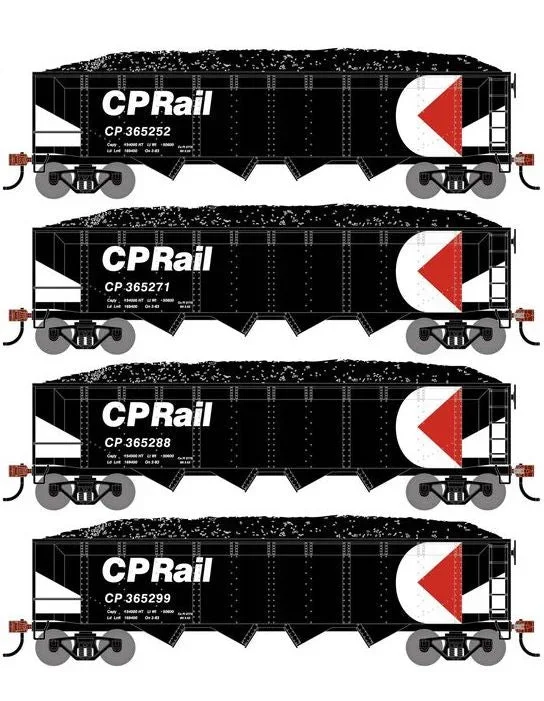 Athearn RTR 1579 HO Scale 40′ 4-Bay Offset Hopper W/Load Canadian Pacific CP 4-Pack #1