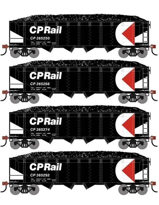 Athearn RTR 1580 HO Scale 40′ 4-Bay Offset Hopper W/Load Canadian Pacific CP 4-Pack #2