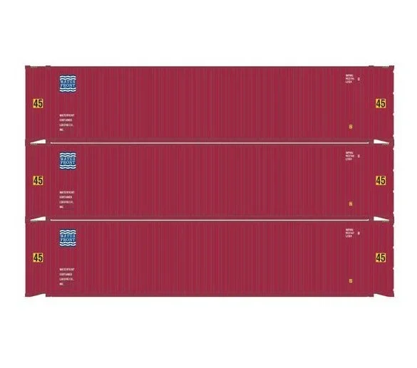 Athearn RTR 1833 HO Scale 45′ Container Water Front WFHU 3-Pack