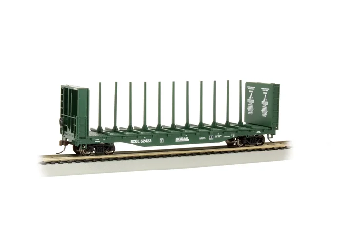 Bachmann 12901 HO Scale 52′ Bulkhead Flatcar British Columbia BC RAIL 52423