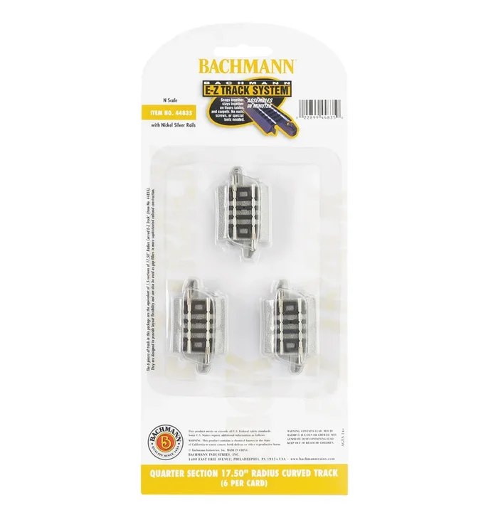 Bachmann 44835 N Scale E-Z Track Quarter Sections 17.5″ Radius Curve (6)