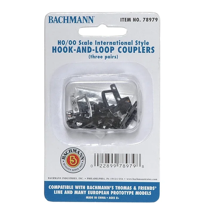 Bachmann 78979 HO/OO Scale Hook & Loop Couplers (3 Pairs)