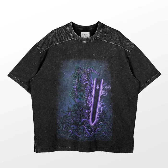 Berserk Anime Grafik-T-Shirt – Totenkopfritter mit Beherit-Schwert-Design | Hochwertiges Shirt