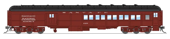 BLI 9110 HO Scale Coach Baggage Combine – Santa Fe ATSF 2403