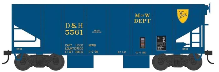 Bowser 43094 HO Scale 55 Ton Ballast Car with Side Chutes Delaware & Hudson D&H 5561