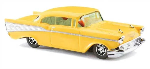 Busch 45026 HO Scale 1957 Chevrolet Bel Air Coupe – Yellow