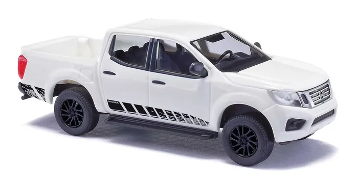Busch 53712 HO Scale 2015 Nissan Navara Crew-Cab Pickup Truck – White and Black