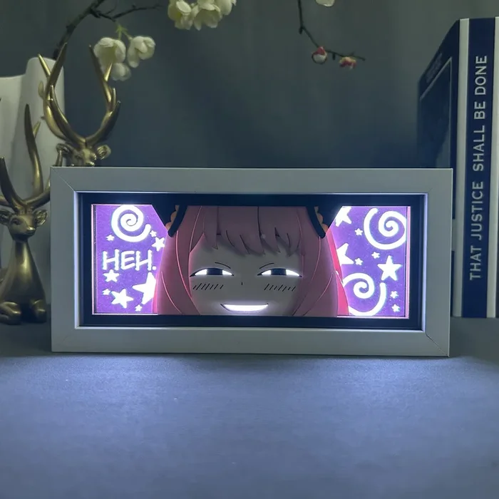 Caixa de luz de anime-Lâmpada LED 3D de Freger Anya com efeitos dinâmicos de mudança de cor