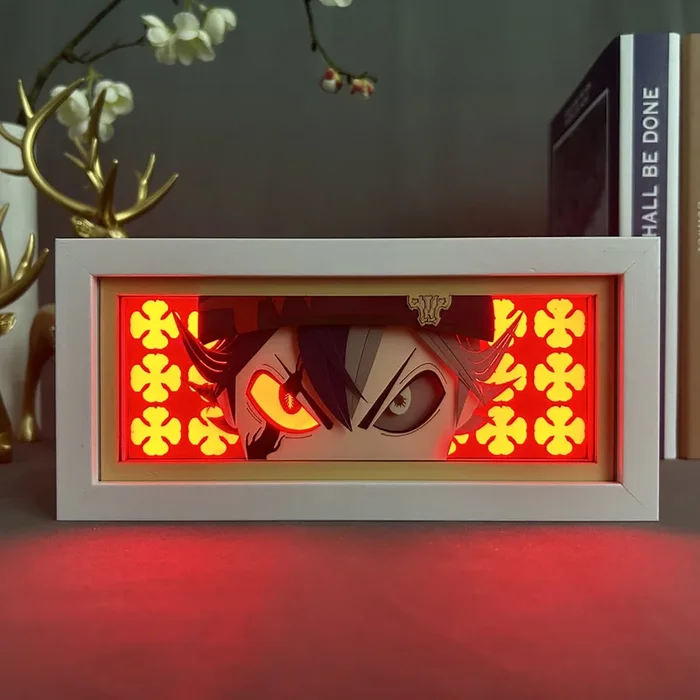 Caja de luz de anime de trébol negro: los toros negros Asta forman el efecto 3D, la luz LED ajustable de 16 colores