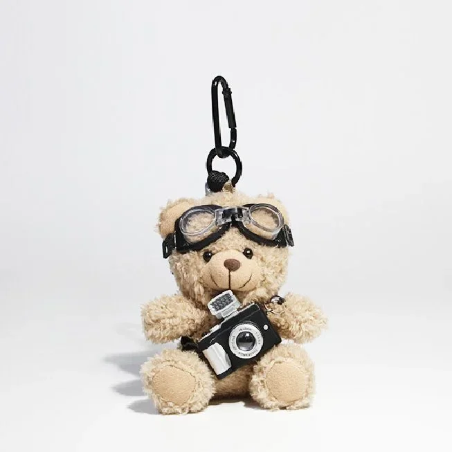 Camera-Holding Aviator Teddy Bag Charm
