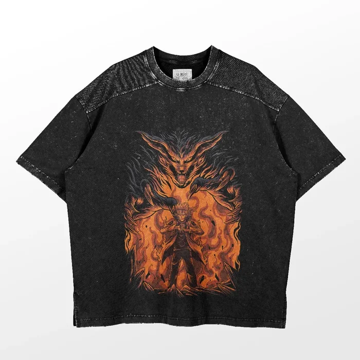 Camiseta de transformación de Naruto Kurama | Ropa de anime premium