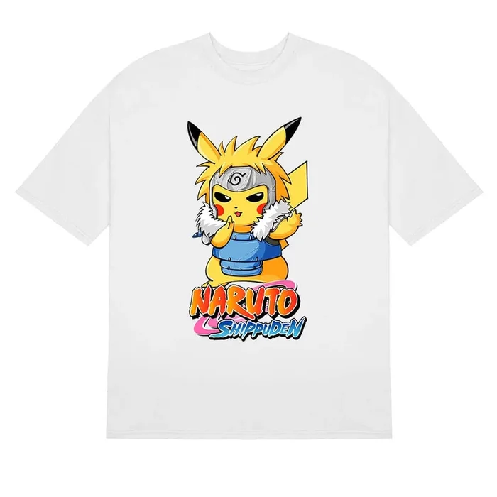 Camiseta gráfica de Crossover Naruto Shippuden Pikachu Crossover – Ropa de mashup de anime