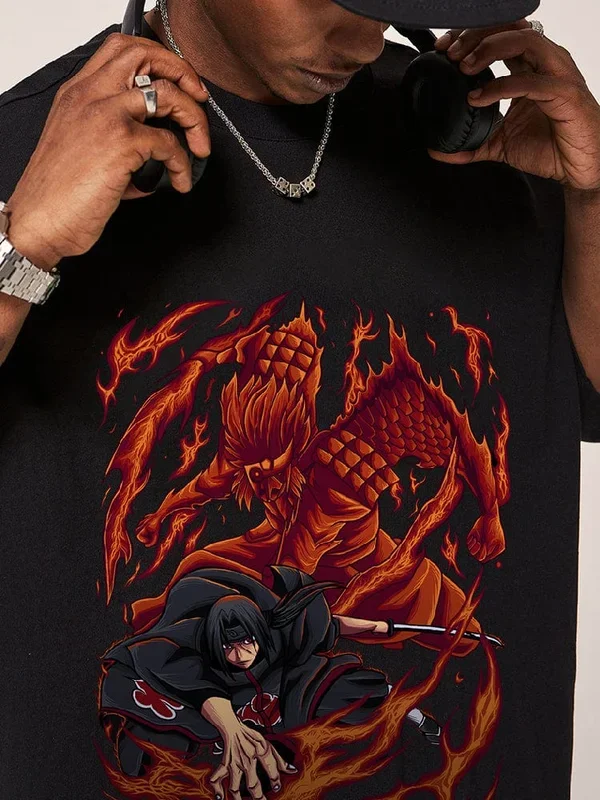 Camiseta Itachi Uchiha Flame | Ropa de anime premium