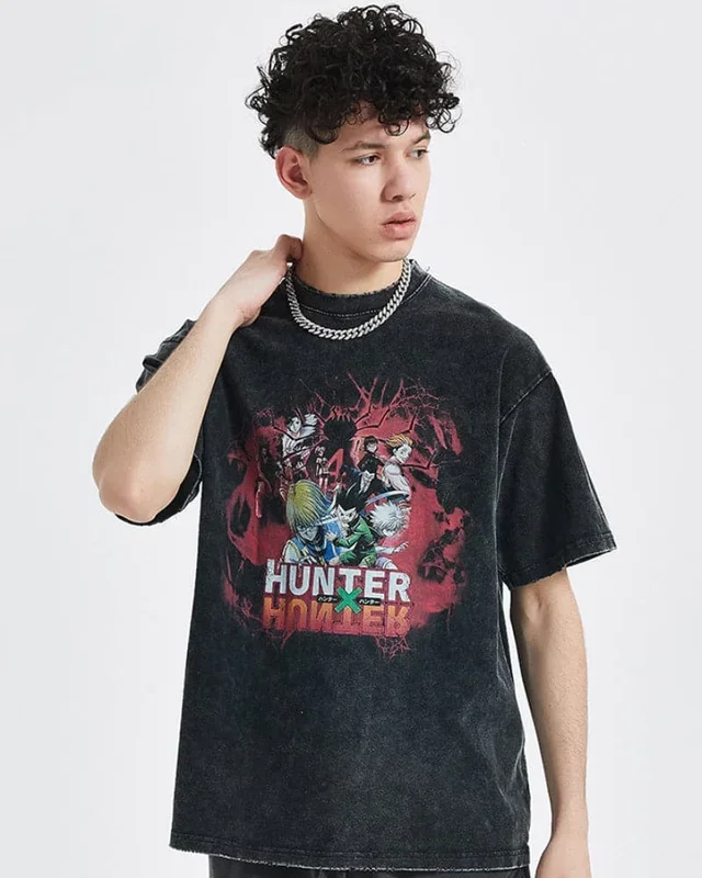 Camiseta vintage Hunter X Hunter – Tee gráfica angustia com Gon