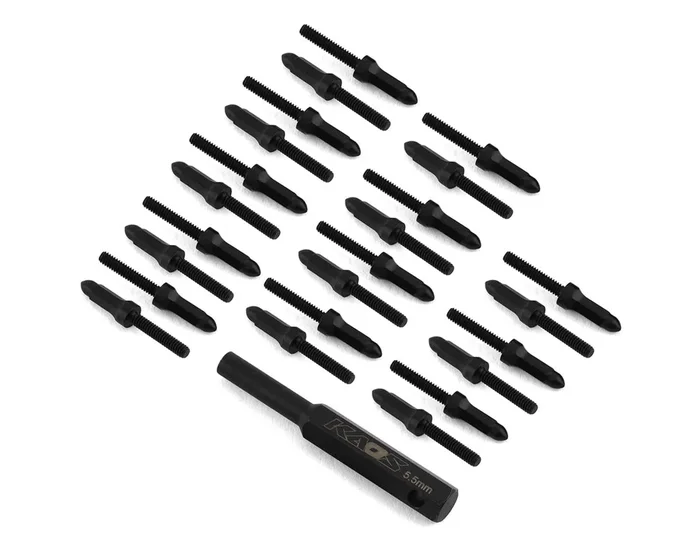 CEN RACING Ford F250 KG1 Bullet Wheel Lugs (Black Chrome) (24) (2mm studs) w/Tool