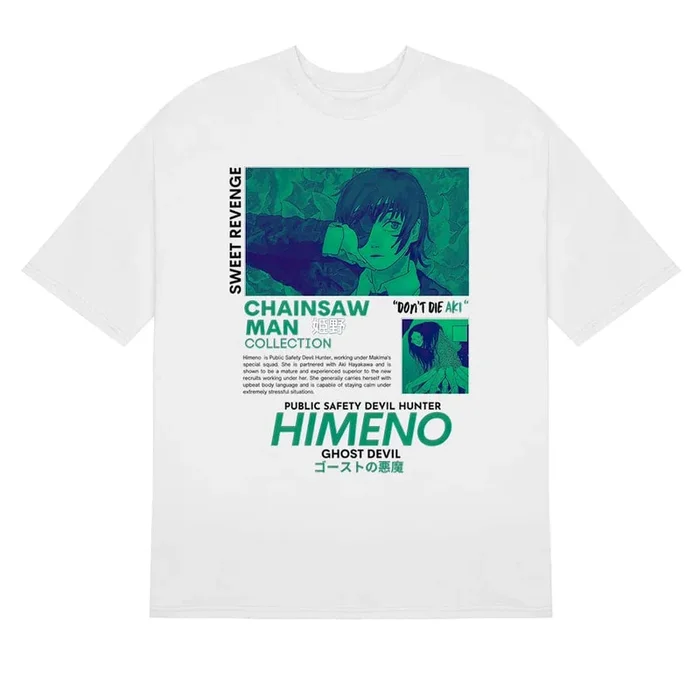 Chainsaw Man Himeno Ghost Devil T -Shirt – เครื่องแต่งกายอะนิเมะผ้าฝ้าย 100%