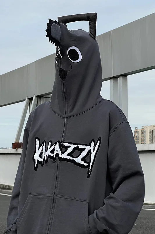 Chainsaw Man Pochita Full Zip Hoodie（黑色）|可愛的動漫啟發的角色扮演連帽衫
