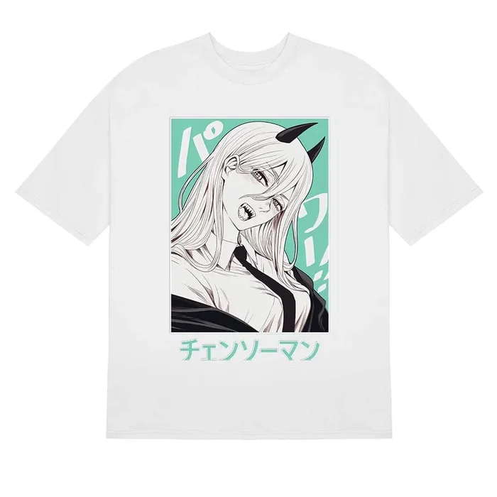 Chainsaw Man Power Pastel T-Shirt – 100 % Baumwolle, Anime-Shirt mit einzigartigem Design