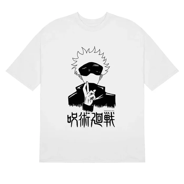 Chemise Gojo Satoru monochrome Jujutsu Kaisen – Design élégant en noir et blanc