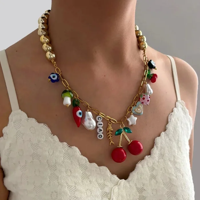 Cherry Pop Maximalist Charm Necklace