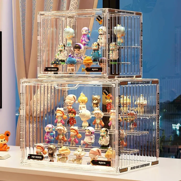 Clear Acrylic Display & Storage Case – with Highly Transparent, Dust-proof, Magnetic, and Stackable Designs, Perfect for Pop Mart Figures, Lego, and Other Collectibles