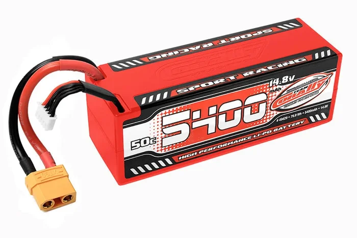 Corally 5400mAh 14.8v 4S 50C Hardcase Sport Racing LiPo Battery with Hardwired XT90 Connector