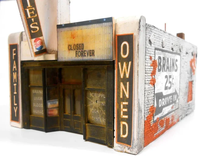 Downtown Deco 1070 HO Scale Von Eerie’s Restaurant Cast Hydrocal Building Kit
