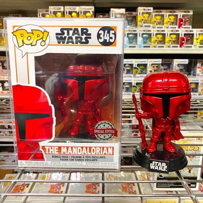 Funko Pop Star Wars : The Mandalorian Red Chrome #345 Vinyl Figure