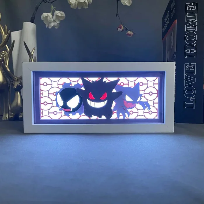 Gastly, Haunter & Gengar 3D LED Light Box – Pokémon Ghost Trio Display