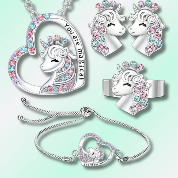 Girls Unicorn Jewelry Set
