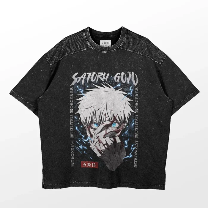 Gojo Satoru Jujutsu Kaisen Shirt mit Blitzdesign – Stilvolle Anime-Bekleidung