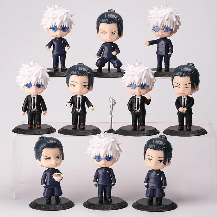 Gojo Satoru&Suguru Geto 10件動作人物套件-10cm Jujutsu Kaisen Movable Modable Figure -Collectible Anime Figure Set