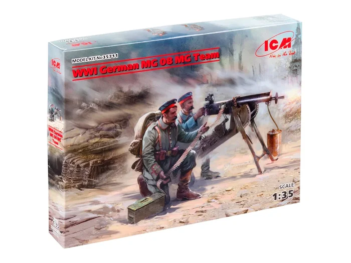ICM Models 35711 1/35 WWI German MG 08 Machine Gun with Figures Model Kit