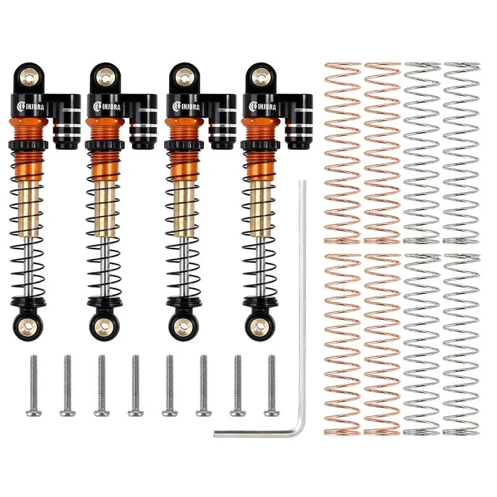 INJORA 43mm Alu Threaded Double Barrel Shocks With Fake Reservoir For Axial SCX24 – Gold