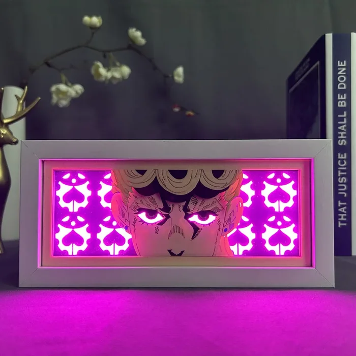 Jojo’s Bizarre Adventure Anime Light Box-تأثير Giorno Giovanna 3D ، ضوء LED قابل للتعديل 16 بلون