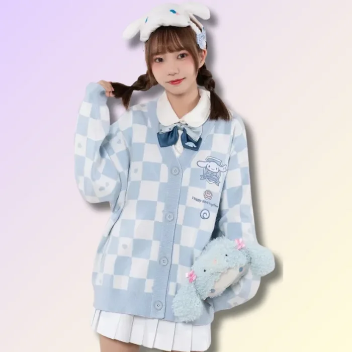 Kawaii Checkered Cardigan