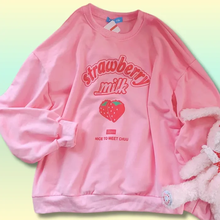 Kawaii Strawberry Pink Sweatshirt
