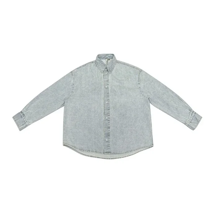 Klassisches Chambray-Denimhemd im Angebot – Langarmhemd im Vintage-Stil für Herren und Damen