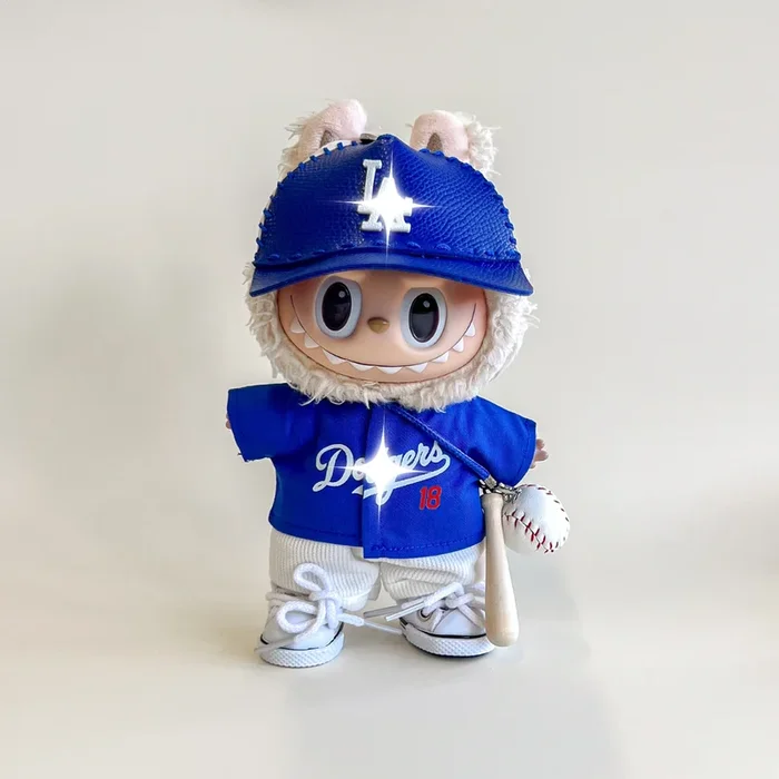 Labubu Baseball Outfit Set – Blue No. 18 Edition