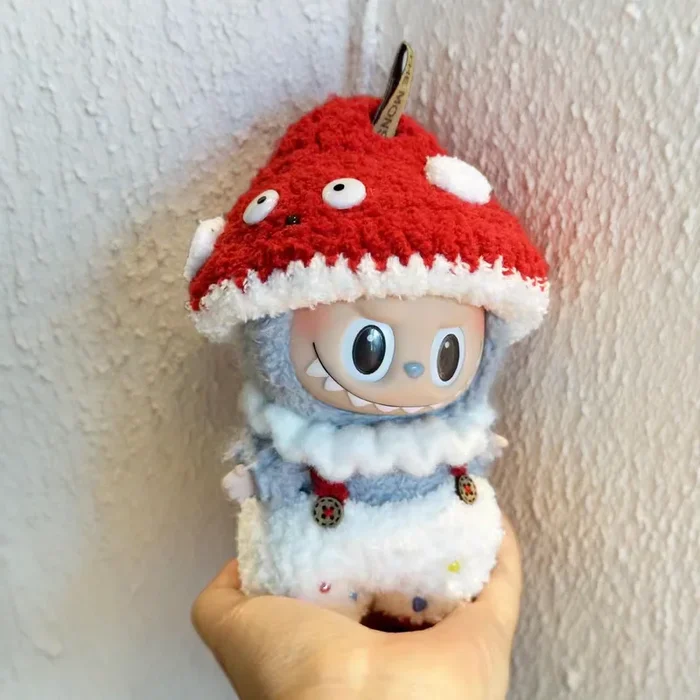 Labubu Mushroom Outfit Set – Red & White Outfit with Mushroom Hat