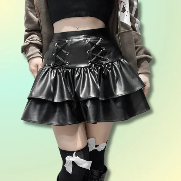Leather Kawaii Mini Skirt