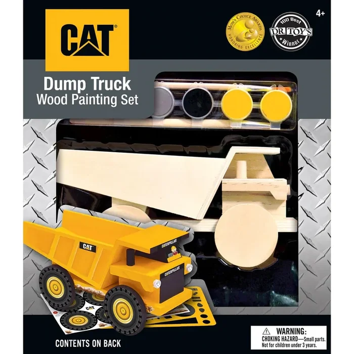 MasterPieces 21717 Caterpillar: Construction Dump Truck Wood Set with Paint & Brush